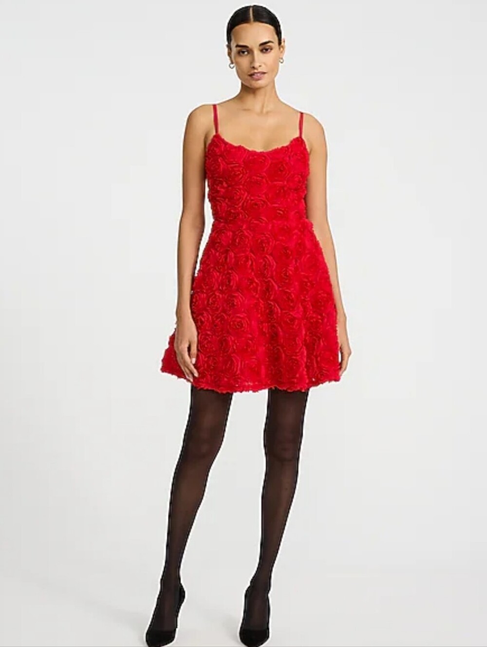 Express Red Floral Appliqué Mini Dress